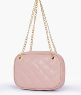 Baby pink quilted rectangle cross-body bag